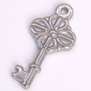 25x12MM Key Charm Double Side Stainless Steel Charm 2 Pcs Bulk Lot Options (61545-2103)