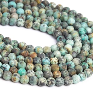 Matte African Turquoise Beads Grade AAA Genuine Natural Gemstone Round Loose Beads 4MM 6MM 8MM 10MM Bulk Lot Options image 3