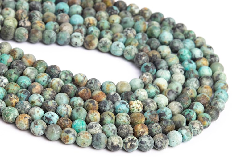 Matte African Turquoise Beads Grade AAA Genuine Natural Gemstone Round Loose Beads 4MM 6MM 8MM 10MM Bulk Lot Options image 3