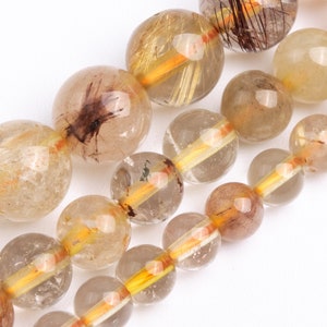 Multicolor Rutilated Quartz Beads Genuine Natural Grade A Gemstone Round Loose Beads 4MM 6MM 8MM Bulk Lot Options