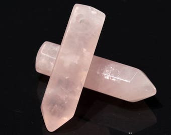 2 Pcs 30x8MM Rose Quartz Beads Healing Hexagonal Pointed Grade AAA Genuine Natural Loose Beads BULK LOT 2,4,6,12 and 50 (103344-723)