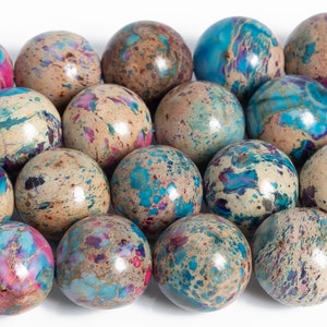 Perles de jaspe impérial de sédiment marin bleu glacial et violet, pierres précieuses rondes de qualité AAA, perles rondes en vrac 4 MM 6 MM 8 MM 10 MM 12 MM Options de lot en gros