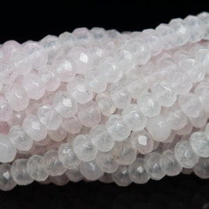 4x3MM Faint Pink Jade Beads Grade AAA Natural Gemstone Full Strand Faceted Rondelle Loose Beads 15&quot; / 7&quot; Bulk Lot Options (110862-3255)