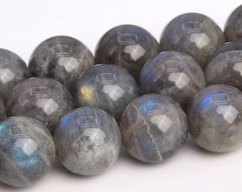 Perles de labradorite gris foncé, 9 mm, qualité A, véritables rangs de pierres précieuses naturelles, perles rondes en vrac, 15,5 po., LOT 1, 3, 5, 10 et 50 (103799-1031)