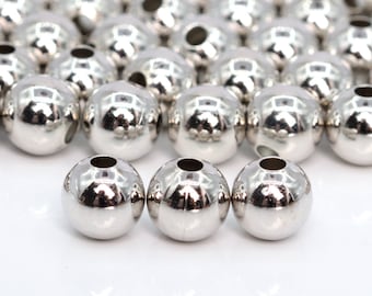8MM Silver Tone Spacer Beads Round 50 Pcs Bulk Lot Options (60105-1536)