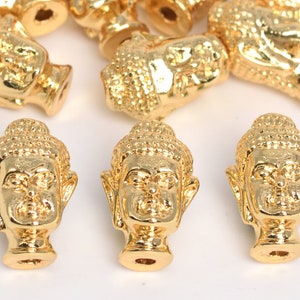 13x9MM 18k Real Gold Plated Spacer Beads Buddha Head 2 Pcs Bulk Lot Options (64378-2488)