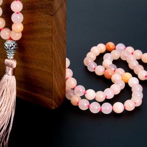 8MM Pink Aventurine Mala Beads 108 Pcs Grade AAA Necklace 41" Natural Round Gemstone with Tassel BULK LOT 1,3,5,10,50 (106819-082)