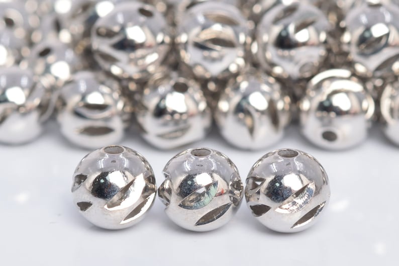 8MM Silver Tone Spacer Beads Round 10 Pcs Bulk Lot Options 60139-1567