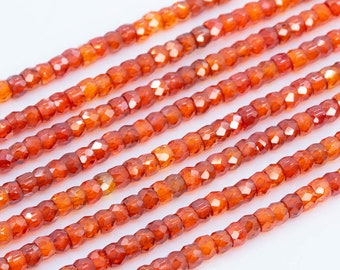 3x2MM Orange Red Cubic Zirconia Beads Grade AAA Full Strand Faceted Rondelle Loose Beads 15.5" Bulk Lot Options (111042-3312)