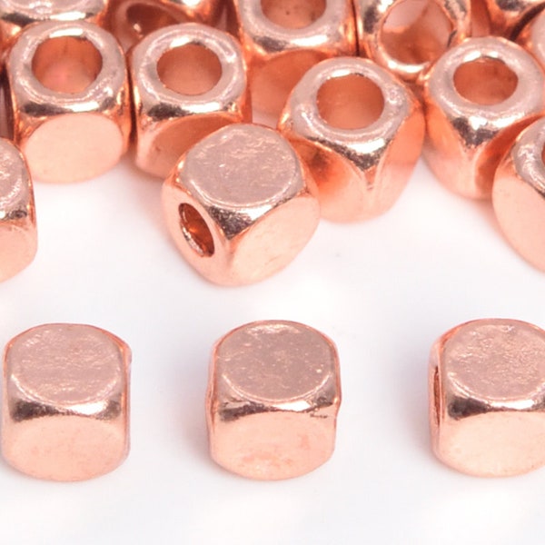 3x3MM 18k Rose Gold Tone Spacer Beads Rounded Cube 50 Pcs Bulk Lot Options (64310-2484)