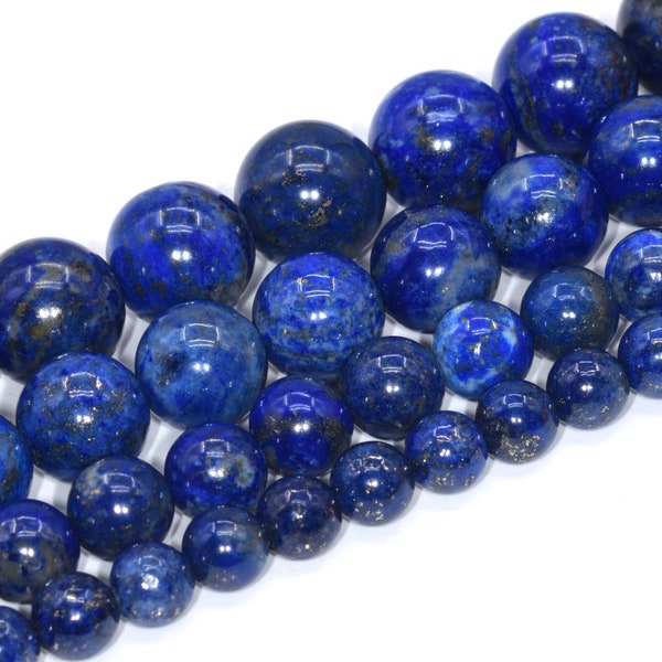 Perles de lapis-lazuli bleu foncé, pierres précieuses rondes de qualité A, 4 MM 6 MM 8 MM 10 MM Options de lot en gros