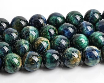 Ink Blue Tiger Eye Beads Grade A+ Gemstone Round Loose Beads 6MM 8MM 10MM Bulk Lot Options