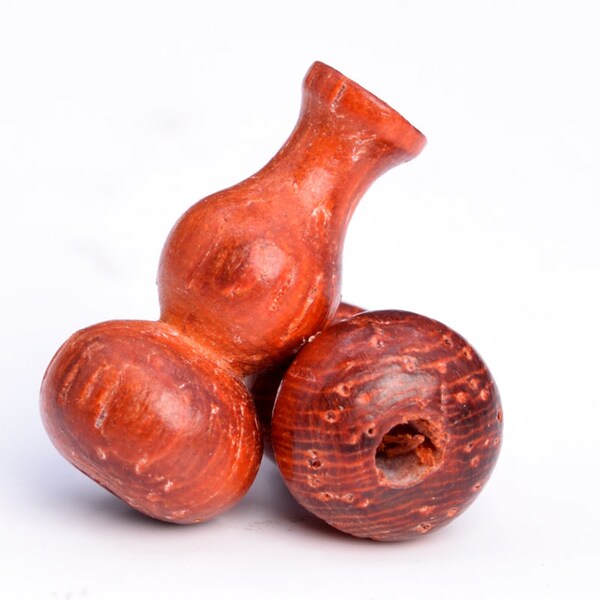 10 Pcs 15x7MM Natural Red Sandalwood Handcrafted Beads Gourd Carved Bulk Lot Options (80269-724)
