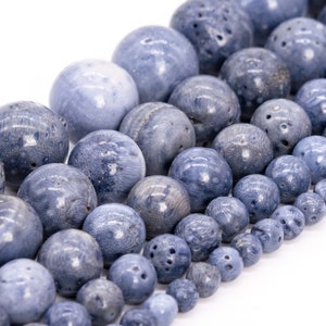 Blue Coral Beads Genuine Natural Grade AAA Gemstone Round Loose Beads 4MM 6MM 8MM 10MM 12MM Bulk Lot Options