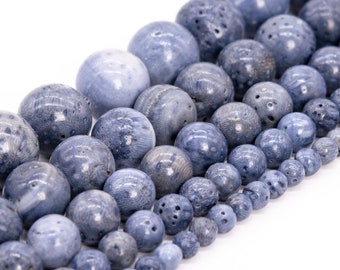 Blue Coral Beads Genuine Natural Grade AAA Gemstone Round Loose Beads 4MM 6MM 8MM 10MM 12MM Bulk Lot Options