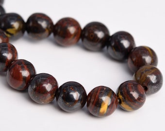 6MM Dark Red Tiger Iron Beads Grade AA Natural Round Loose Beads 7.5" Wholesale