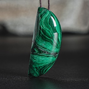 Unique Natural Malachite Pendant Grade AAAA 36X14X8MM Green Pendant Semicircle Pendant Gemstone Pendant Only One(99750)