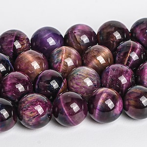 Aurora Purple Tiger Eye Beads Genuine Natural Grade A+ Gemstone Round Loose Beads 6MM 8MM Bulk Lot Options