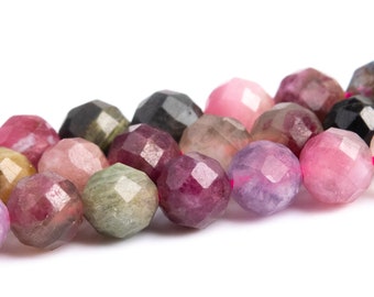 Cuentas de turmalina multicolor de 3-4 mm, Brasil, AAA, piedra preciosa natural genuina, cuentas sueltas redondas facetadas, 15.5", lotes al por mayor (107628-2492)