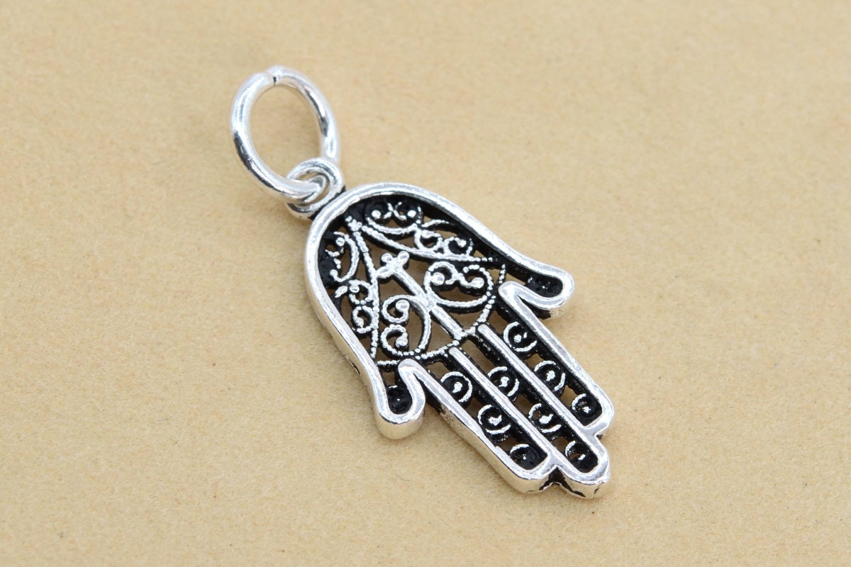 19x10MM Sterling Silver Hamsa Hand Charm Solid Silver Bulk Lot Etsy