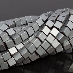 6MM Matte Black Hematite Beads Cube Grade AAA Genuine Natural Gemstone Full Strand Loose Beads 15.5&quot; BULK LOT 1,3,5,10 and 50 (104577-1242)