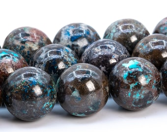 10MM Multicolor Azurite Malachite Quartz Beads Genuine Natural Gemstone Full Strand Round Loose Beads 16" (116219-1851)