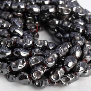 10x8 MM Hämatit Perlen Schädel Klasse AAA Echter natürlicher Edelstein Halber Strang lose Perlen 7,5 &quot;BULK LOT 1,3,5,10 und 50 (104848h-1313)
