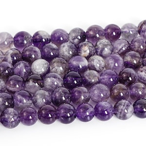 Cuentas de amatista natural púrpura con diseño de dientes de perro y patrón de chevrón, grado AAA, 6 mm, 8 mm, 10 mm, redondas, sueltas, suministros para cuentas de piedras preciosas.