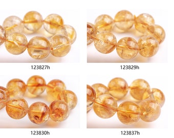 Brazil Yellow Citrine Beads 7"/7.5" Bracelet Genuine Natural Round Gemstone Beads