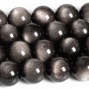 Silver Obsidian Beads Genuine Natural Grade AAA Gemstone Round Loose Beads 4MM 6MM 8MM 10MM Bulk Lot Options