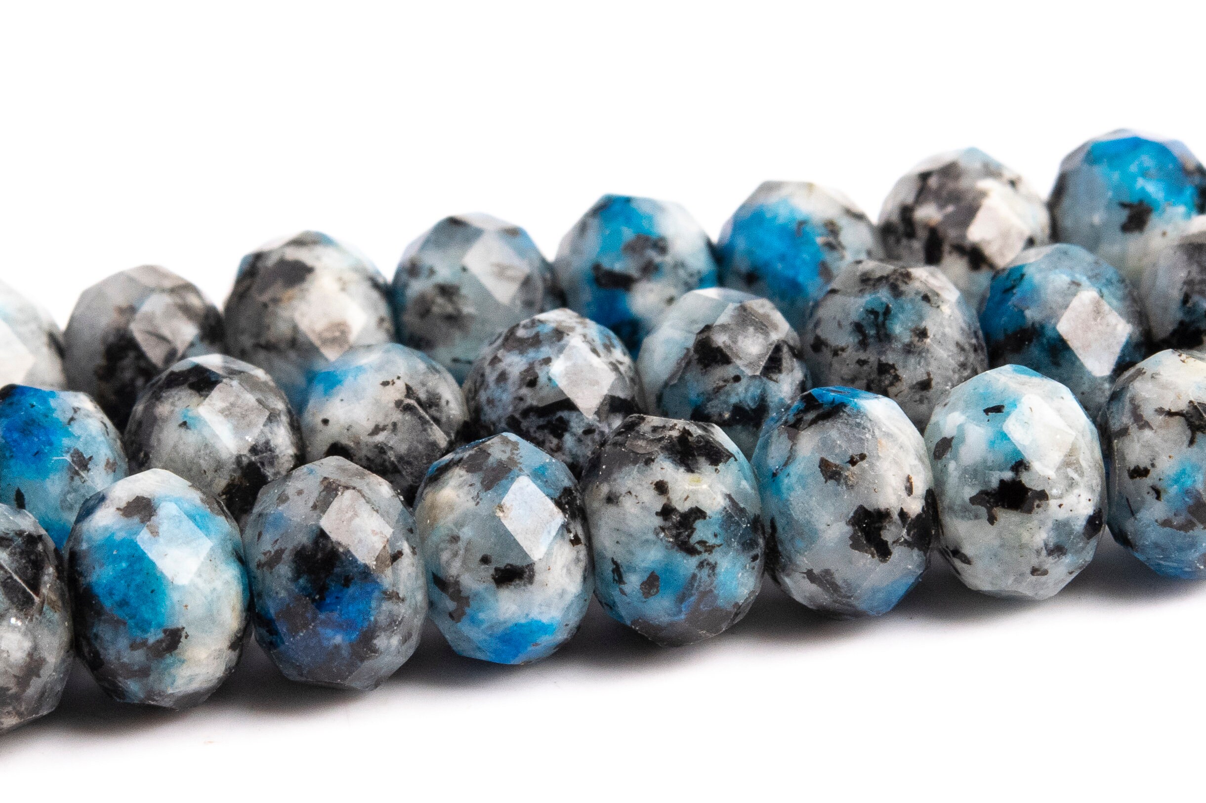★87MM★ Mmlg BEAD POCKET HFT BLUE NAVY 6x4mm K2 Blue Granite Beads Grade A Gemstone Faceted