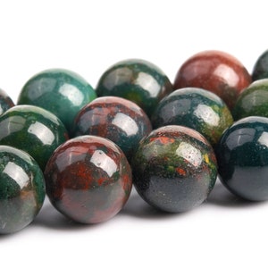 Dark Green Blood Stone Beads Grade AAA Genuine Natural Gemstone Round Loose Beads 4MM 6MM 8MM 10MM Bulk Lot Options image 1