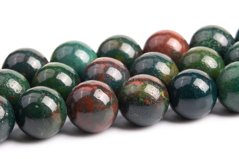 Dark Green Blood Stone Beads Grade AAA Genuine Natural Gemstone Round Loose Beads 4MM 6MM 8MM 10MM Bulk Lot Options image 1