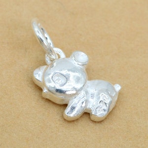 Ciondolo orso in argento sterling 11x8MM Argento massiccio (61622-2108)