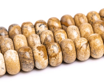 10x6MM Brown Picture Jasper Beads Grade AAA Genuine Natural Gemstone Rondelle Loose Beads 15" / 7.5" Bulk Lot Options (110551)