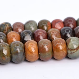 Red Creek Jasper Beads Grade AAA Genuine Natural Gemstone Rondelle Loose Beads 6MM 8MM 10MM Bulk Lot Options