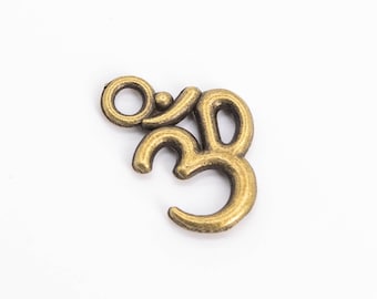 15x12MM Yoga OM Charm Antique Bronze Tone Zinc Alloy Metal Charm 10 Pcs Bulk Lot Options (110495-3147)