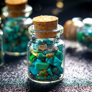 2 Pcs 35x22MM Glass Wishing Bottle Genuine Natural Peacock Blue Turquoise Chips Healing Gemstone Beads Bulk Lot Options (114377-3794)