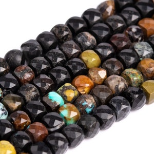 5x5MM Multicolor Turquoise Beads Faceted Cube Grade A Genuine Natural Gemstone Loose Beads 15&quot; /7.5&quot; Bulk Lot Options (116871)