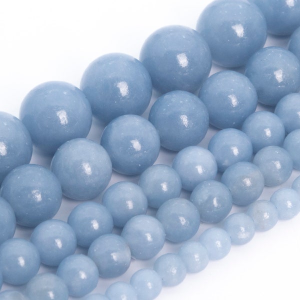 Angelite Beads Grade AAA Genuine Natural Gemstone Round Loose Beads 6MM 8MM 10MM Bulk Lot Options