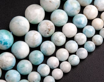 Faint Blue Dominican Larimar Beads Genuine Natural Grade A Gemstone Round Loose Beads 6MM 8MM 10MM Bulk Lot Options