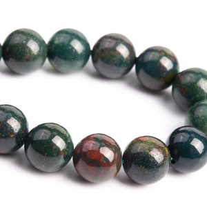 Dark Green Blood Stone Beads Grade AAA Genuine Natural Gemstone Round Loose Beads 4MM 6MM 8MM 10MM Bulk Lot Options image 4