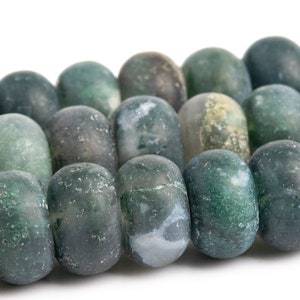 Cuentas de ágata musgosa botánica mate de grado AAA, piedras preciosas naturales genuinas, cuentas sueltas tipo rondelle de 6 mm y 8 mm, opciones de lotes al por mayor