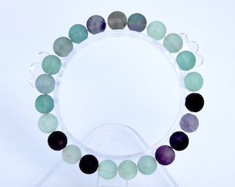 8MM Matte Fluorite Beads Bracelet Grade AAA Genuine Natural Round Gemstone 7" BULK LOT 1,3,5,10 and 50 (106792h-063)