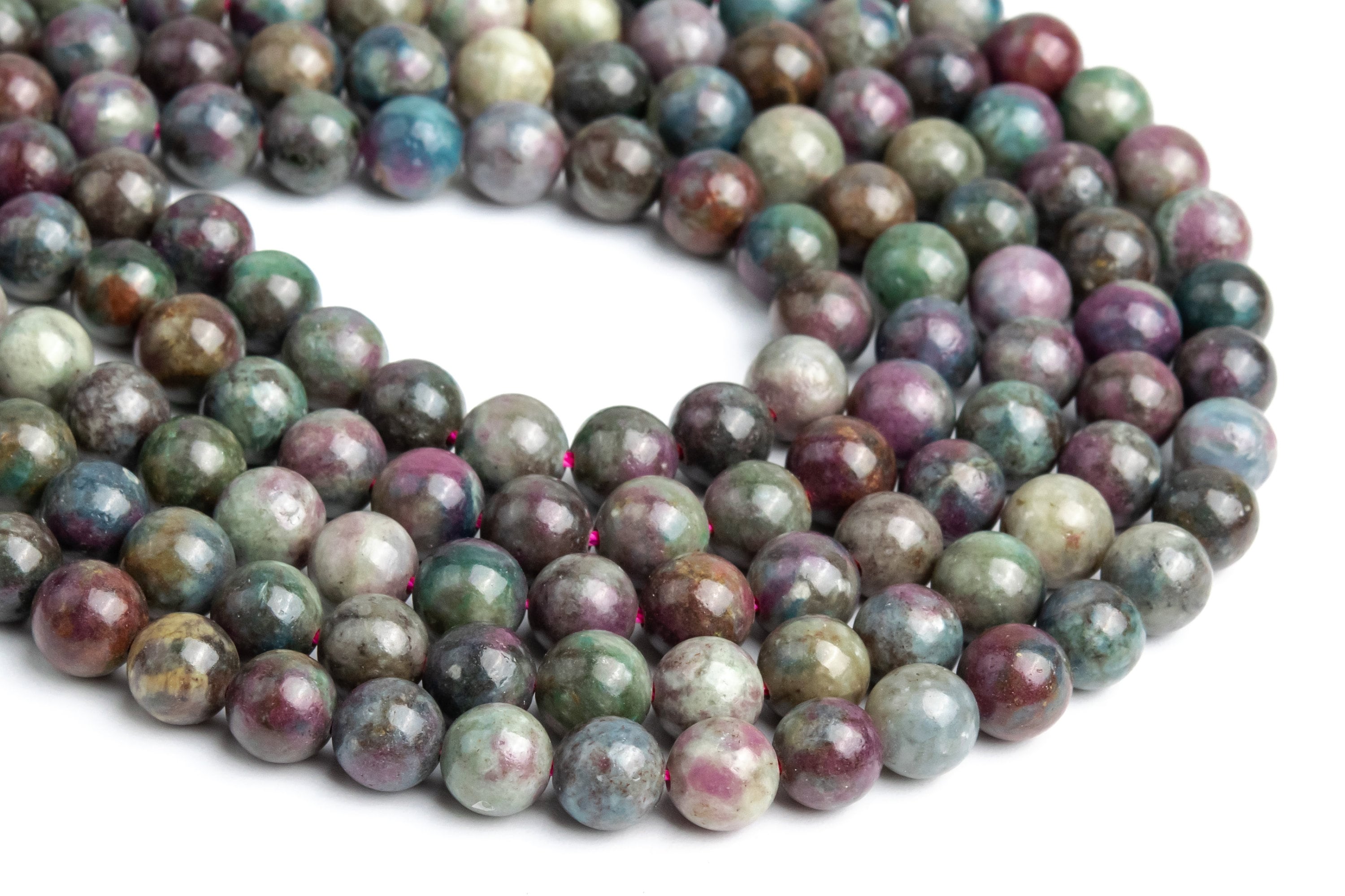 Ruby Bulku Multicolor Ruby Kyanite Beads Genuine Natural Grade A Gemstone Round ...