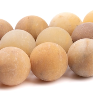 15-16MM Matte Yellow Jade Beads Grade AAA Genuine Natural Gemstone Round Loose Beads 15.5&quot;/7.5&quot;/4&quot; Bulk Lot Options (103589)