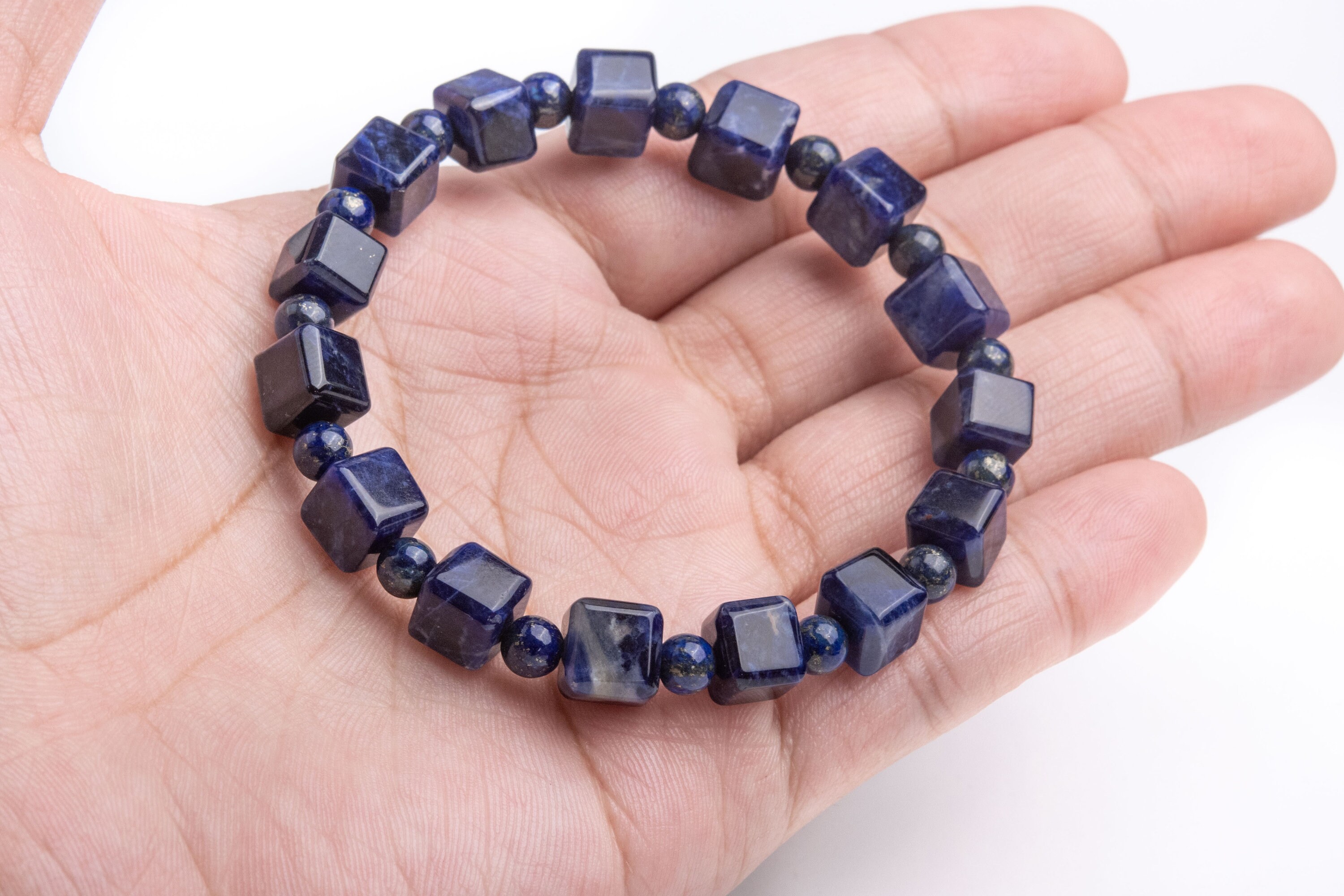 7-8 MM ソーダライト ビーズ ダークブルー ブレスレット グレード AAA