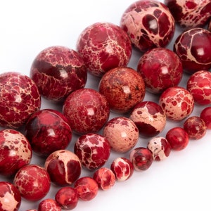 Scarlet Red Sea Sediment Imperial Jasper Beads Grade AAA Round Gemstone Loose Beads 4MM 6MM 8MM 10MM 12MM Bulk Lot Options