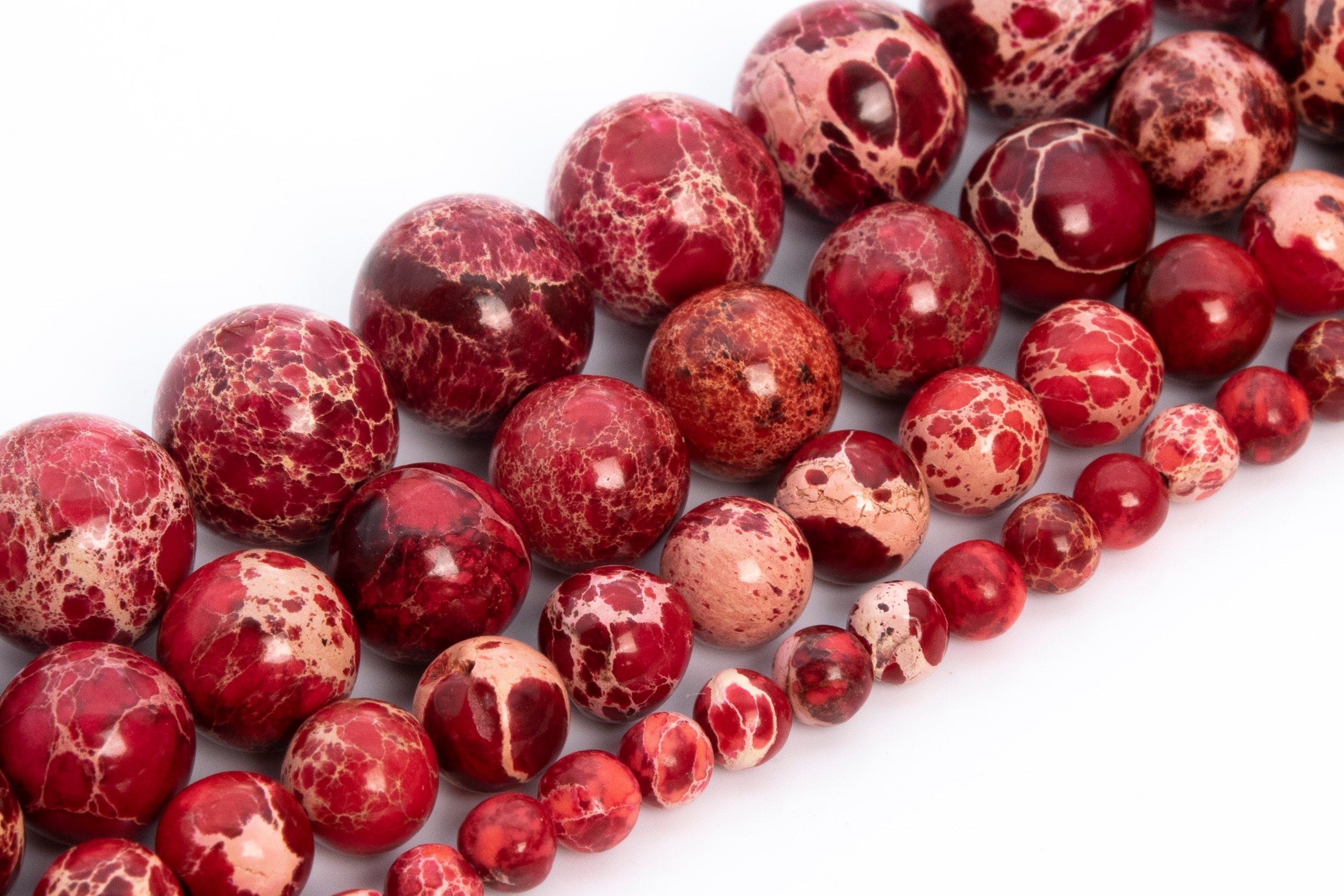 Buy Scarlet Red Sea Sediment Imperial Jasper Beads Grade AAA Round