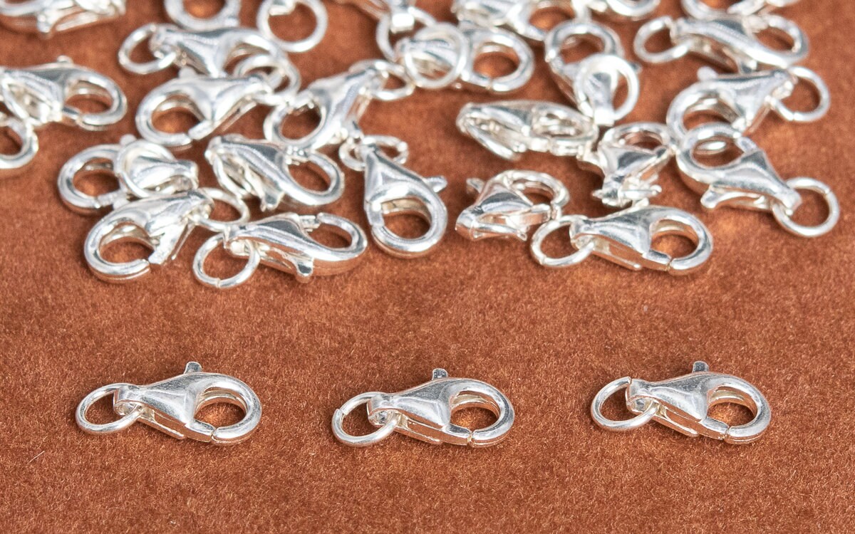 Silver Lobster Clasps, Silver Spring Ring Clasps, Silver Claw Clasps, 925  Sterling Silver, Chain Extender, 4mm Ball With Ring, End Tube  